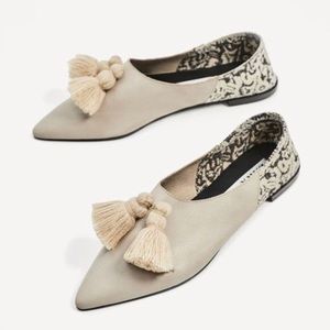 Zara Leather Flats with Tassels